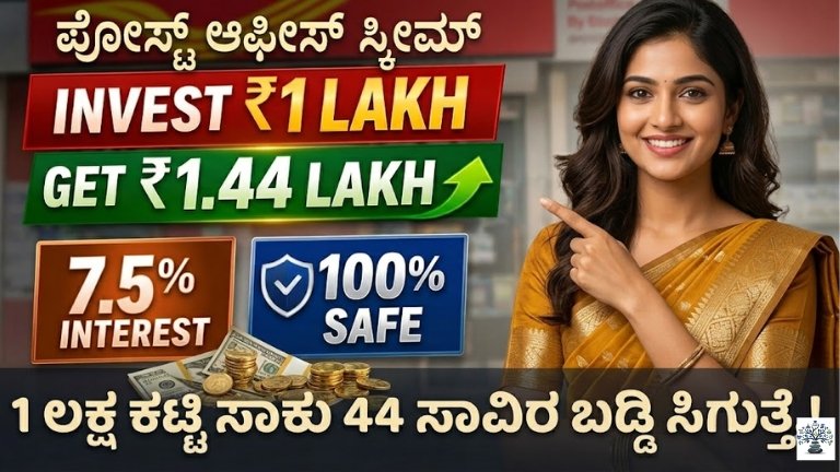 FD ಪೋಸ್ಟ್ ಆಪೀಸ್ ನಲ್ಲಿ ಕೇವಲ 1 ಲಕ್ಷ ಕಟ್ಟಿ 44 ಸಾವಿರ ಬಡ್ಡಿ ಸಿಗುತ್ತೆ.! You can get 44 thousand interest by depositing just 1 lakh in FD post office!